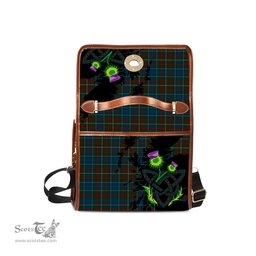 ScotsTee Shop Scottish MacConnell Clan Tartan Canvas Bag Celtic Knot and Thistle with Scotland Map Bag