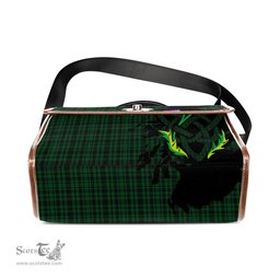 ScotsTee Shop Scottish Menzies Green Clan Tartan Canvas Bag Celtic Knot and Thistle with Scotland Map Bag