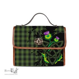 ScotsTee Shop Scottish MacIver Hunting Clan Tartan Canvas Bag Celtic Knot and Thistle with Scotland Map Bag
