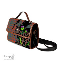 ScotsTee Shop Scottish Matheson Ancient Clan Tartan Canvas Bag Celtic Knot and Thistle with Scotland Map Bag