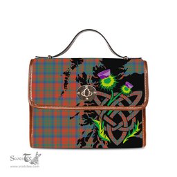 ScotsTee Shop Scottish Matheson Ancient Clan Tartan Canvas Bag Celtic Knot and Thistle with Scotland Map Bag