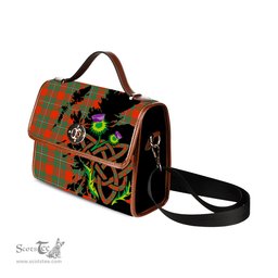 ScotsTee Shop Scottish MacGregor Ancient Clan Tartan Canvas Bag Celtic Knot and Thistle with Scotland Map Bag