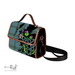 ScotsTee Shop Scottish MacInnes Ancient Clan Tartan Canvas Bag Celtic Knot and Thistle with Scotland Map Bag