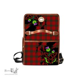ScotsTee Shop Scottish MacNab Clan Tartan Canvas Bag Celtic Knot and Thistle with Scotland Map Bag