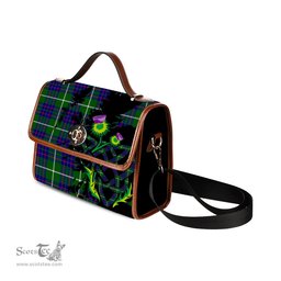 ScotsTee Shop Scottish MacIntyre Hunting Modern Clan Tartan Canvas Bag Celtic Knot and Thistle with Scotland Map Bag