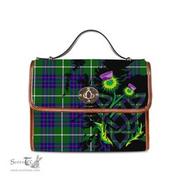 ScotsTee Shop Scottish MacIntyre Hunting Modern Clan Tartan Canvas Bag Celtic Knot and Thistle with Scotland Map Bag