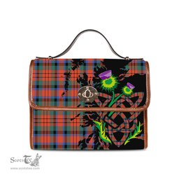ScotsTee Shop Scottish MacDuff Ancient Clan Tartan Canvas Bag Celtic Knot and Thistle with Scotland Map Bag