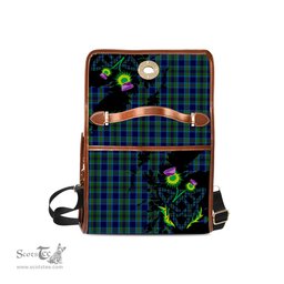 ScotsTee Shop Scottish Miller Clan Tartan Canvas Bag Celtic Knot and Thistle with Scotland Map Bag