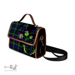 ScotsTee Shop Scottish MacThomas Modern Clan Tartan Canvas Bag Celtic Knot and Thistle with Scotland Map Bag