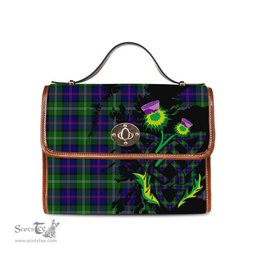 ScotsTee Shop Scottish MacThomas Modern Clan Tartan Canvas Bag Celtic Knot and Thistle with Scotland Map Bag
