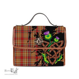 ScotsTee Shop Scottish MacGlashan Clan Tartan Canvas Bag Celtic Knot and Thistle with Scotland Map Bag
