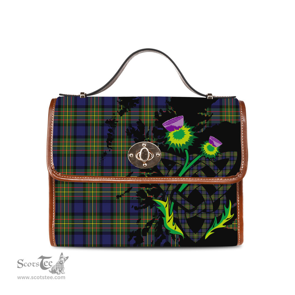 ScotsTee Shop Scottish MacLaren Modern Clan Tartan Canvas Bag Celtic Knot and Thistle with Scotland Map Bag