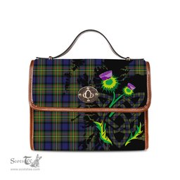 ScotsTee Shop Scottish MacLaren Modern Clan Tartan Canvas Bag Celtic Knot and Thistle with Scotland Map Bag