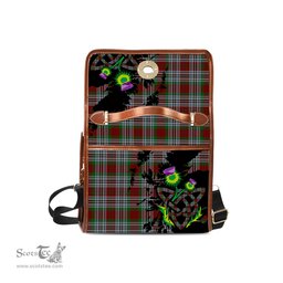 ScotsTee Shop Scottish Metcalf Clan Tartan Canvas Bag Celtic Knot and Thistle with Scotland Map Bag