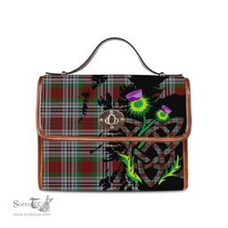 ScotsTee Shop Scottish Metcalf Clan Tartan Canvas Bag Celtic Knot and Thistle with Scotland Map Bag