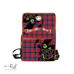 ScotsTee Shop Scottish MacTavish Modern Clan Tartan Canvas Bag Celtic Knot and Thistle with Scotland Map Bag