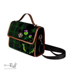 ScotsTee Shop Scottish MacAulay Hunting Clan Tartan Canvas Bag Celtic Knot and Thistle with Scotland Map Bag
