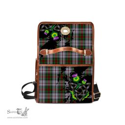 ScotsTee Shop Scottish MacDuff Dress Clan Tartan Canvas Bag Celtic Knot and Thistle with Scotland Map Bag