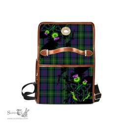 ScotsTee Shop Scottish Maresh Clan Tartan Canvas Bag Celtic Knot and Thistle with Scotland Map Bag