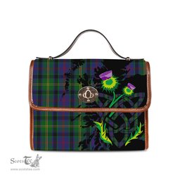 ScotsTee Shop Scottish Maresh Clan Tartan Canvas Bag Celtic Knot and Thistle with Scotland Map Bag