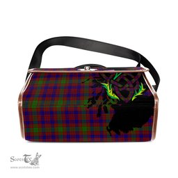 ScotsTee Shop Scottish MacTier of Durris Clan Tartan Canvas Bag Celtic Knot and Thistle with Scotland Map Bag