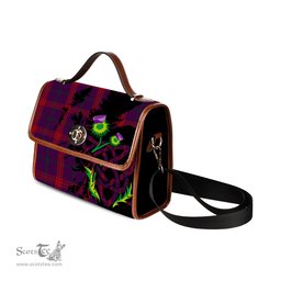 ScotsTee Shop Scottish Lynch Variant Clan Tartan Canvas Bag Celtic Knot and Thistle with Scotland Map Bag