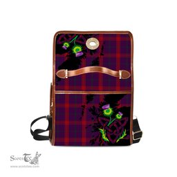 ScotsTee Shop Scottish Lynch Variant Clan Tartan Canvas Bag Celtic Knot and Thistle with Scotland Map Bag