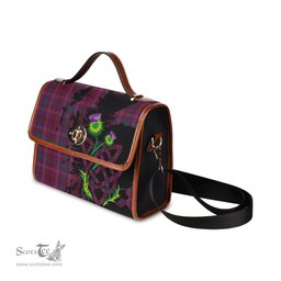 ScotsTee Shop Scottish McCall (Caithness) Clan Tartan Canvas Bag Celtic Knot and Thistle with Scotland Map Bag