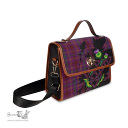 ScotsTee Shop Scottish McCall (Caithness) Clan Tartan Canvas Bag Celtic Knot and Thistle with Scotland Map Bag