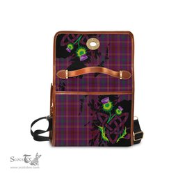 ScotsTee Shop Scottish McCall (Caithness) Clan Tartan Canvas Bag Celtic Knot and Thistle with Scotland Map Bag