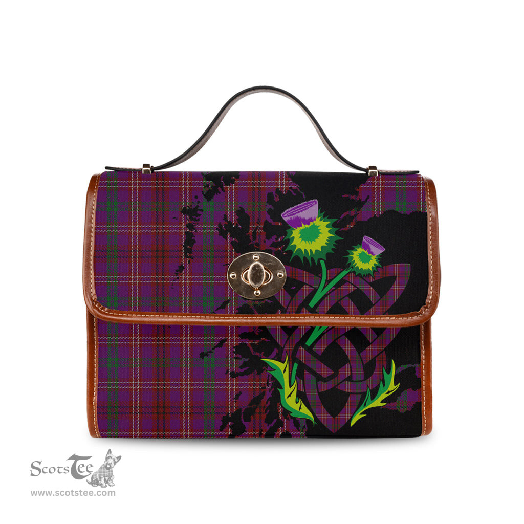 ScotsTee Shop Scottish McCall (Caithness) Clan Tartan Canvas Bag Celtic Knot and Thistle with Scotland Map Bag