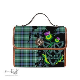 ScotsTee Shop Scottish MacDonald of the Isles Hunting Ancient Clan Tartan Canvas Bag Celtic Knot and Thistle with Scotland Map Bag