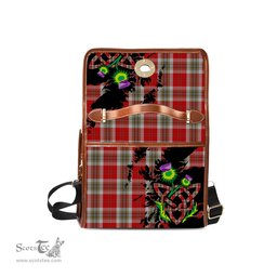 ScotsTee Shop Scottish MacLean of Duart Dress Red Clan Tartan Canvas Bag Celtic Knot and Thistle with Scotland Map Bag