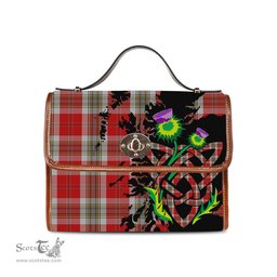 ScotsTee Shop Scottish MacLean of Duart Dress Red Clan Tartan Canvas Bag Celtic Knot and Thistle with Scotland Map Bag