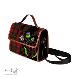 ScotsTee Shop Scottish MacDuff Clan Tartan Canvas Bag Celtic Knot and Thistle with Scotland Map Bag