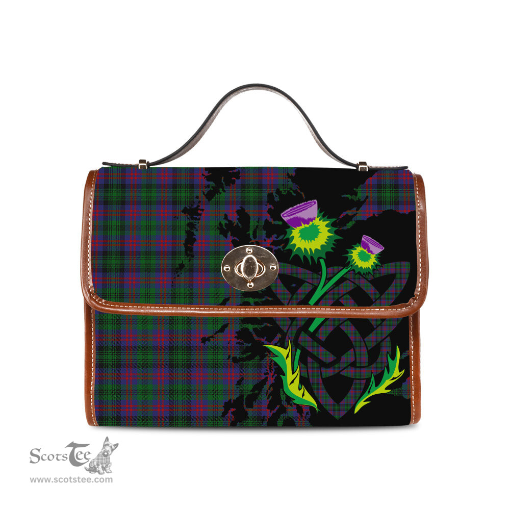 ScotsTee Shop Scottish MacLachlan Hunting Clan Tartan Canvas Bag Celtic Knot and Thistle with Scotland Map Bag