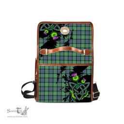 ScotsTee Shop Scottish MacThomas Ancient Clan Tartan Canvas Bag Celtic Knot and Thistle with Scotland Map Bag