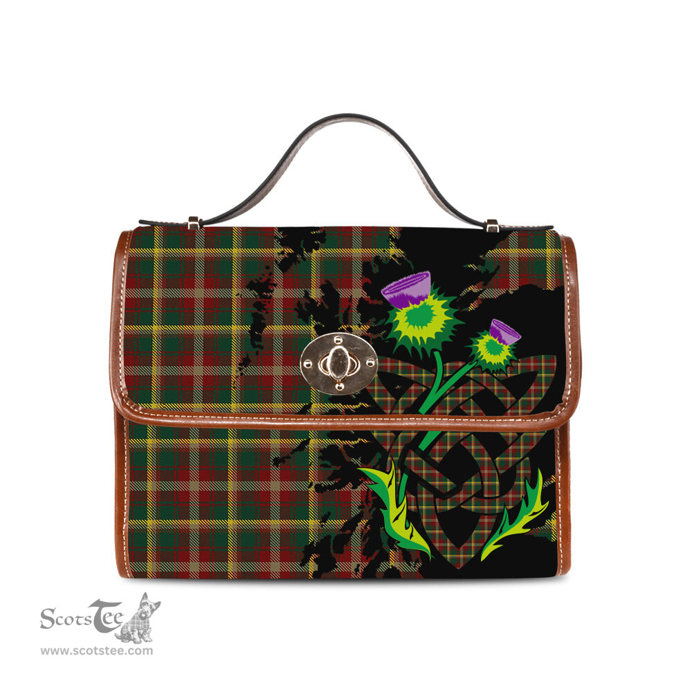 ScotsTee Shop Scottish Mapple Leaf Clan Tartan Canvas Bag Celtic Knot and Thistle with Scotland Map Bag