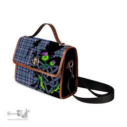 ScotsTee Shop Scottish MacHinery Dress Clan Tartan Canvas Bag Celtic Knot and Thistle with Scotland Map Bag