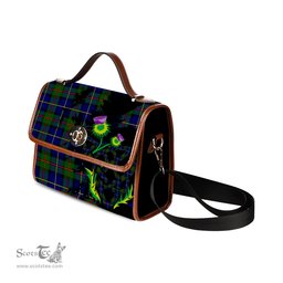 ScotsTee Shop Scottish MacLeod of Harris Modern Clan Tartan Canvas Bag Celtic Knot and Thistle with Scotland Map Bag
