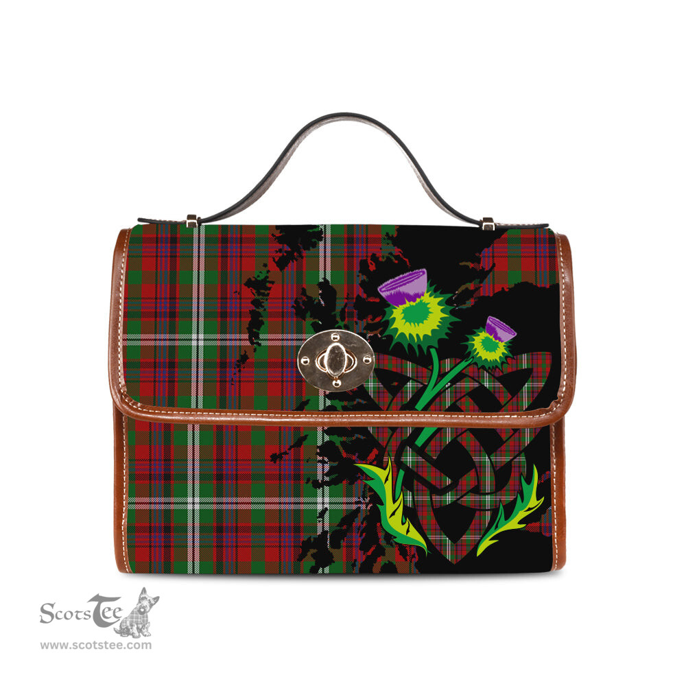ScotsTee Shop Scottish Maguire Clan Tartan Canvas Bag Celtic Knot and Thistle with Scotland Map Bag