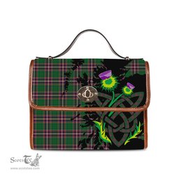 ScotsTee Shop Scottish MacFarlane Hunting Clan Tartan Canvas Bag Celtic Knot and Thistle with Scotland Map Bag