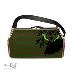 ScotsTee Shop Scottish Menzies Clan Tartan Canvas Bag Celtic Knot and Thistle with Scotland Map Bag