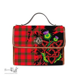ScotsTee Shop Scottish MacNab Modern Clan Tartan Canvas Bag Celtic Knot and Thistle with Scotland Map Bag