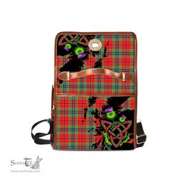 ScotsTee Shop Scottish MacLean of Duart Modern Clan Tartan Canvas Bag Celtic Knot and Thistle with Scotland Map Bag