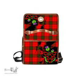 ScotsTee Shop Scottish Maxtone Clan Tartan Canvas Bag Celtic Knot and Thistle with Scotland Map Bag