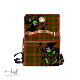 ScotsTee Shop Scottish Menzies Green Modern Clan Tartan Canvas Bag Celtic Knot and Thistle with Scotland Map Bag