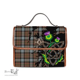 ScotsTee Shop Scottish MacLaren Weathered Clan Tartan Canvas Bag Celtic Knot and Thistle with Scotland Map Bag