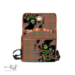 ScotsTee Shop Scottish MacKinnon Ancient Clan Tartan Canvas Bag Celtic Knot and Thistle with Scotland Map Bag