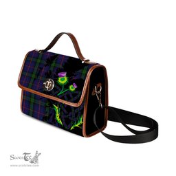 ScotsTee Shop Scottish McClafferty Clan Tartan Canvas Bag Celtic Knot and Thistle with Scotland Map Bag